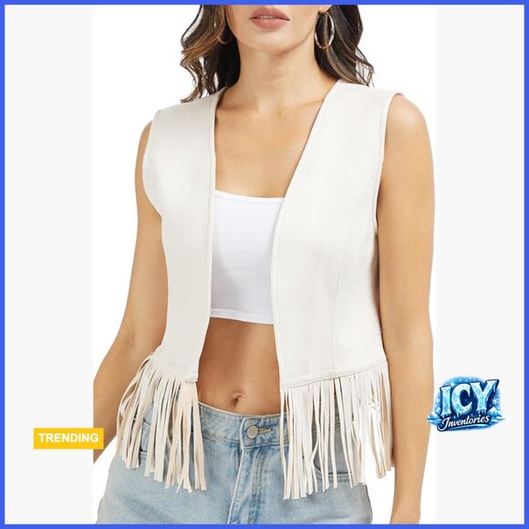 Jackets & Blazers - Faux Suede Fringe Vest Western Cowgirl Bohemian Style
